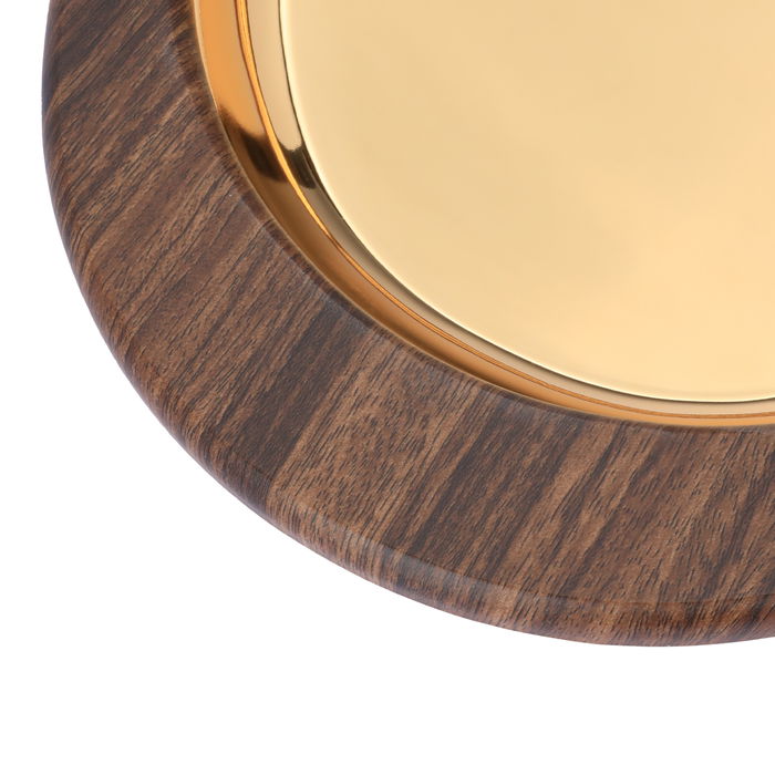 Serving tray golden oval steel with a large dark wooden edge image 3