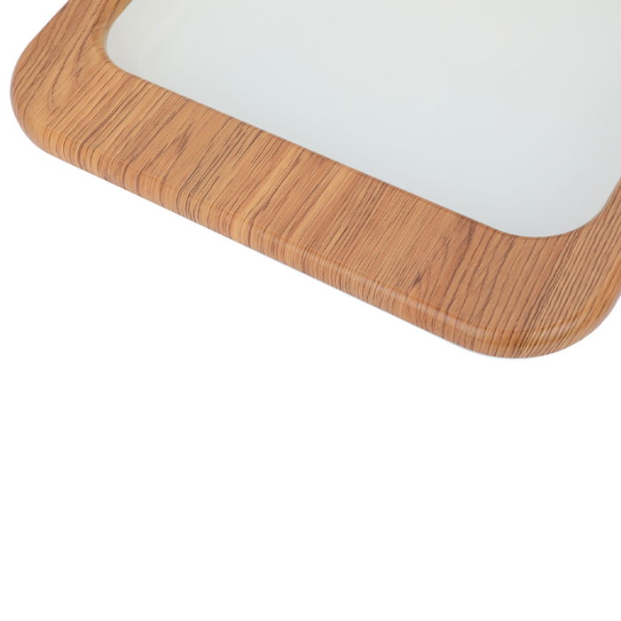 Serving tray, white rectangular steel with a large wooden edge image 3
