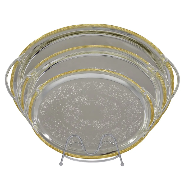 Serving trays set, oval steel, 3 pieces image 1