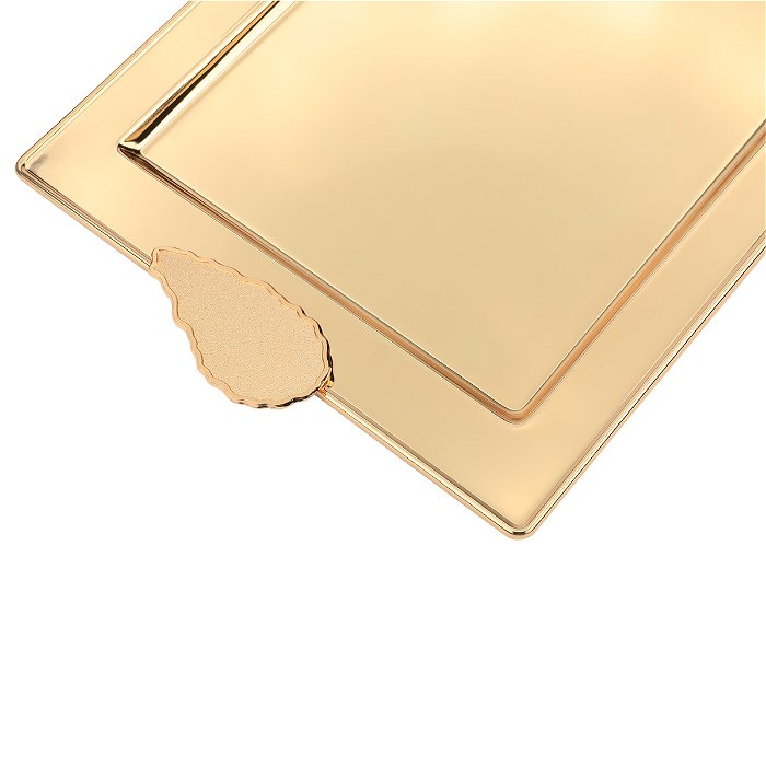 Serving trays set, shiny golden rectangular steel with two handles image 3