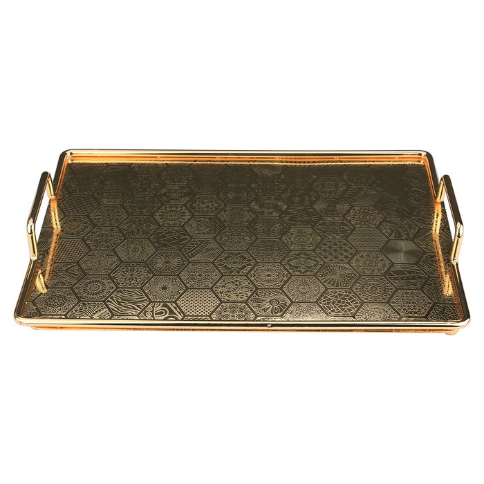 Golden rectangular steel tofferia engraved with a hand image 2