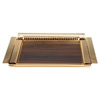 Serving trays set, dark wooden rectangular steel with a golden handle, two pieces product image