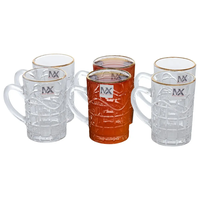 A set of 6 pieces of tea cups with a glass handle with a golden line, Al-Saif Gallery product image