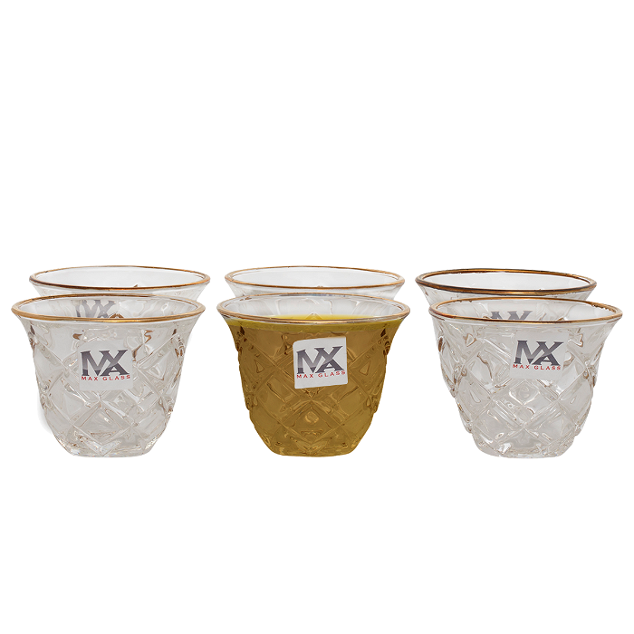 Max Gold Stripe Glass Coffee Cup Set 6 Pieces image 1