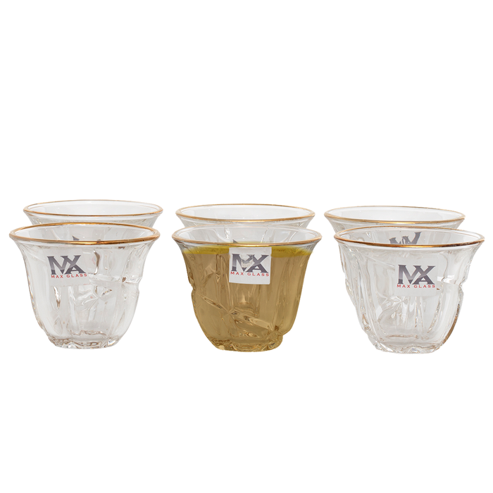 Max Gold Stripe Glass Coffee Cup Set 6 Pieces image 1