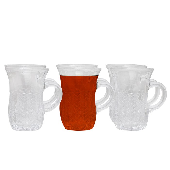 A set of tea pots, glass, with one hand image 1