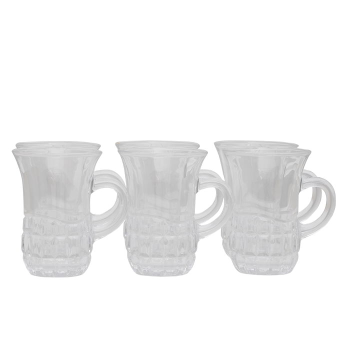 Glass tea cups set with handle 6 pieces image 2