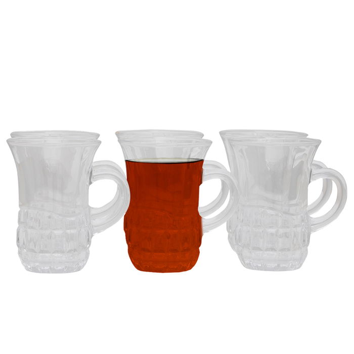 Glass tea cups set with handle 6 pieces image 1