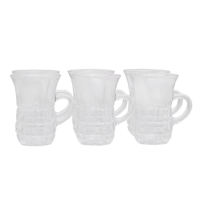 A set of glass tea cups with a handle of 6 pieces image 2
