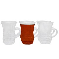 A set of glass tea cups with a handle of 6 pieces product image