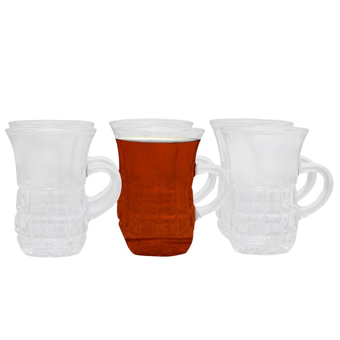 A set of glass tea cups with a handle of 6 pieces image 1