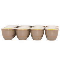 Arabic coffee cups set, brown porcelain, golden Islamic pattern, 12 pieces product image