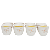 Arabic coffee cups set, white porcelain, golden butterfly pattern, 12 pieces product image