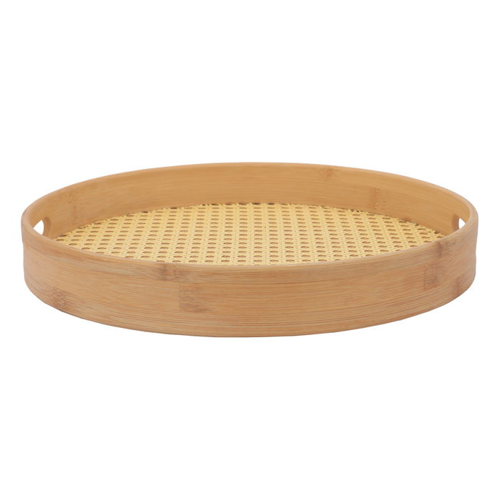 Bamboo Serving Tray, Wooden Round Medium image 2