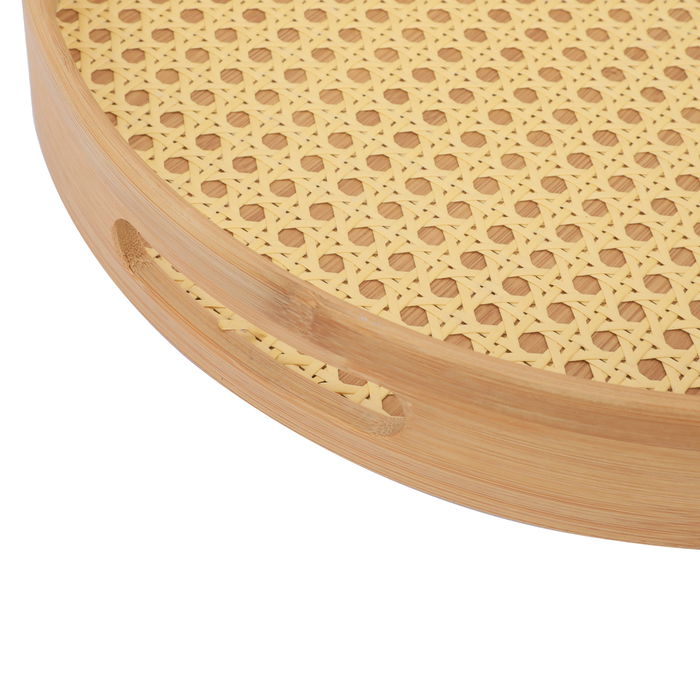 Bamboo Serving Tray, Wooden Round Medium image 3