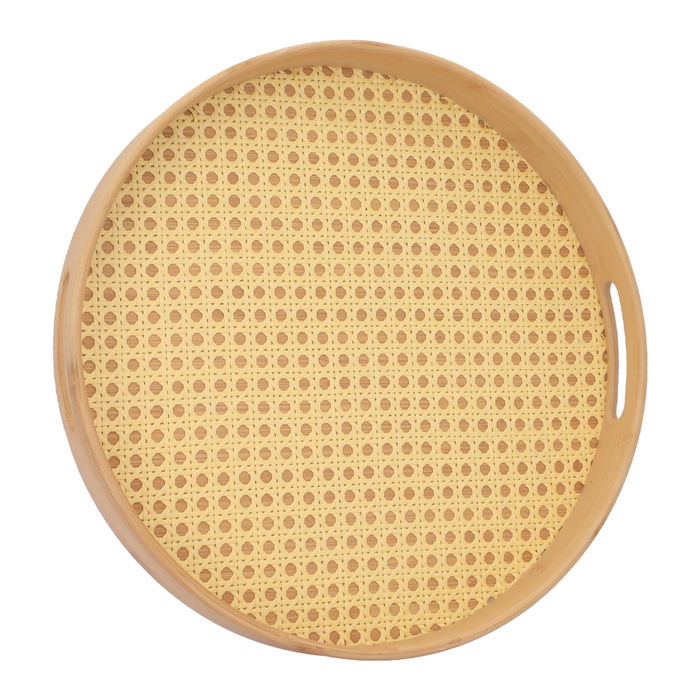 Bamboo Serving Tray, Wooden Round Medium image 1