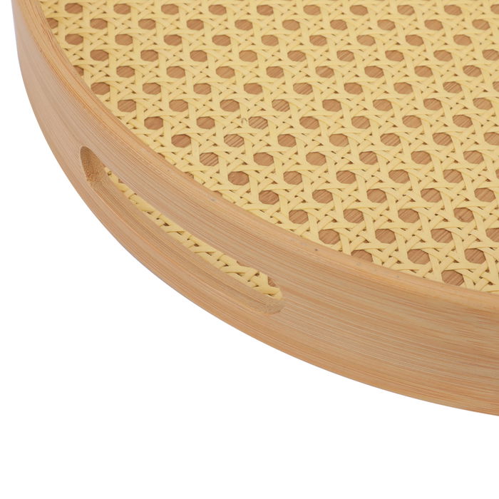 Bamboo serving tray, large round wooden image 3