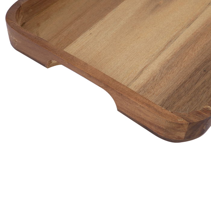 Serving tray, rectangular wood with a small handle image 3