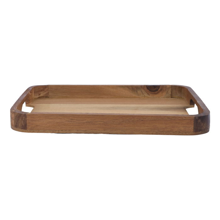 Serving tray, rectangular wood with a small handle image 2