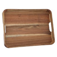 Serving tray, rectangular wood with middle handle product image