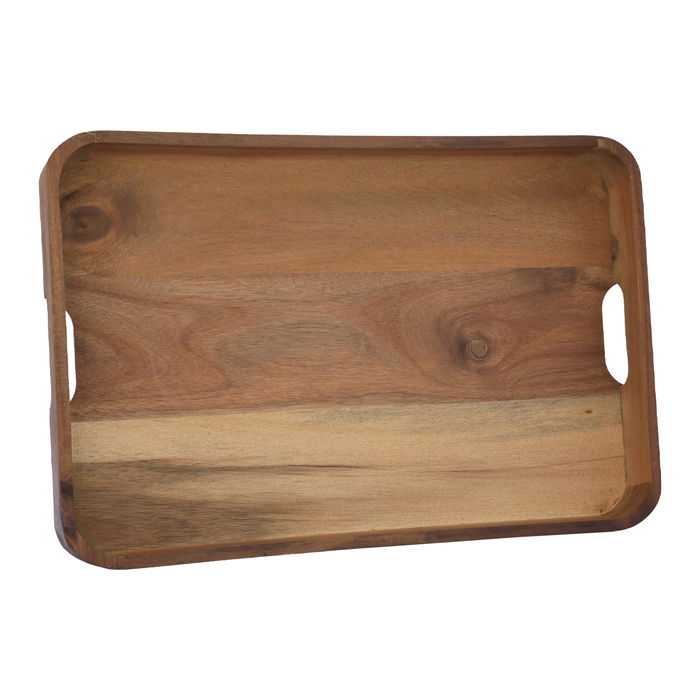 Serving tray, rectangular wood with large handle image 1