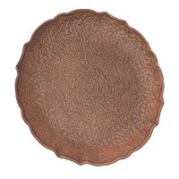 Round fiber serving plate brown with engraving product image