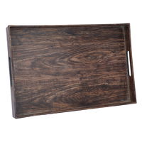 Serving tray, dark wood rectangular with handle product image