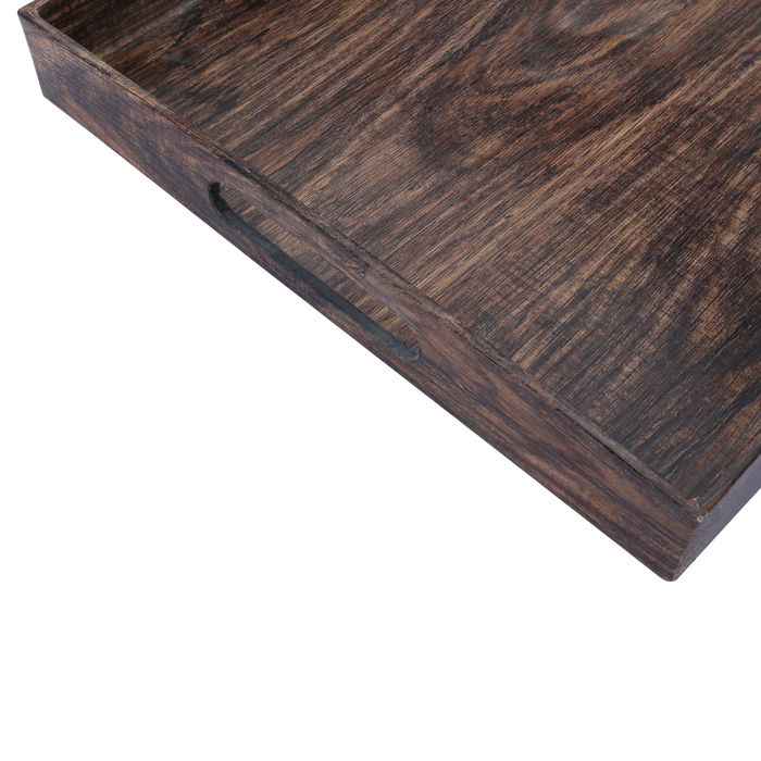 Serving tray, dark wood rectangular with handle image 3