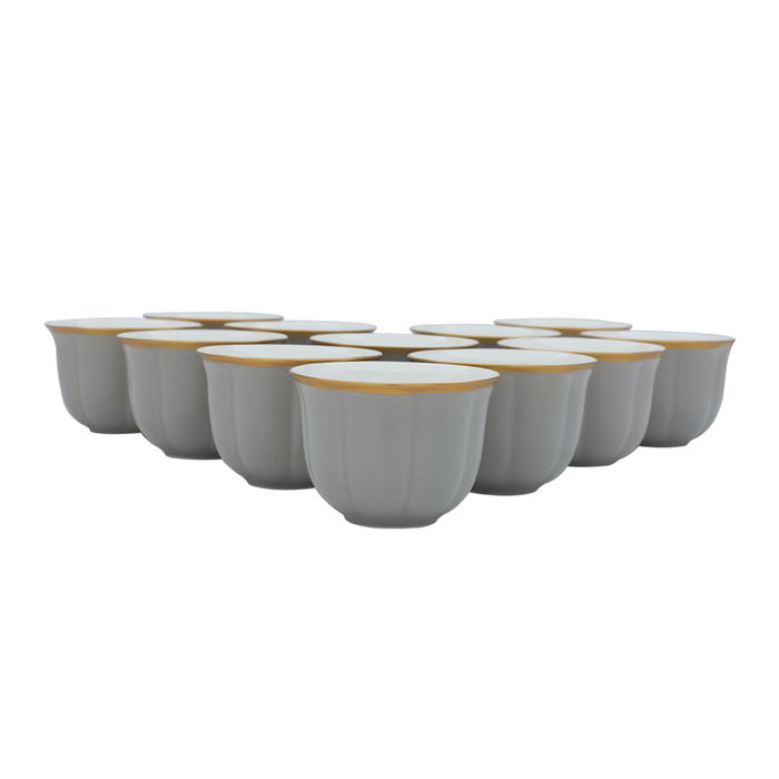 Arabic coffee cups set, gray with gold stripes, 12 pieces image 2