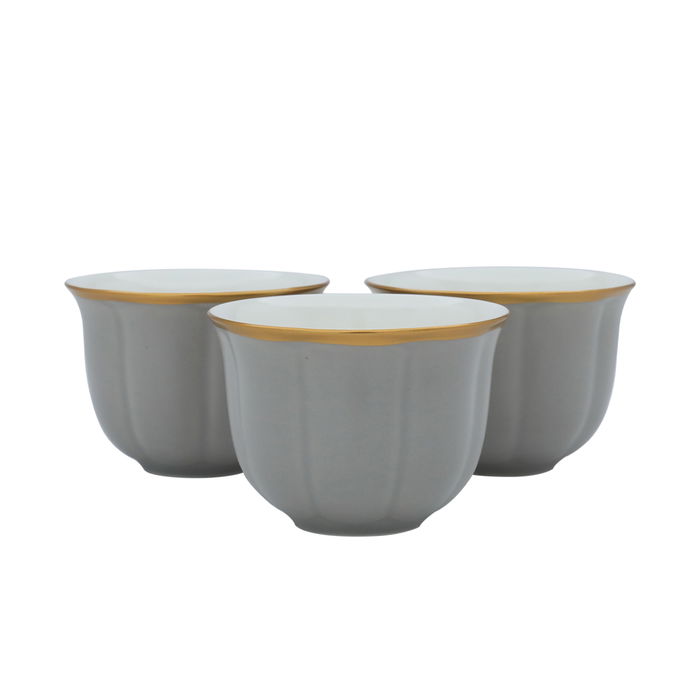 Arabic coffee cups set, gray with gold stripes, 12 pieces image 3