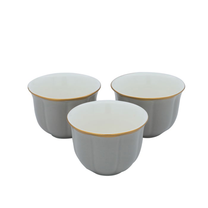 Arabic coffee cups set, gray with gold stripes, 12 pieces image 4