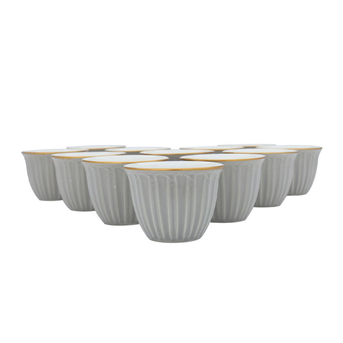 Arabic coffee cups set, gray striped, 12 pieces image 2