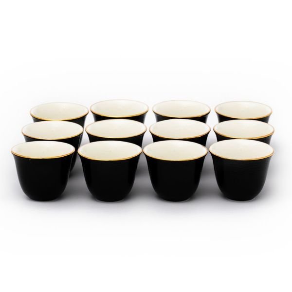 طقم فناجين قهوة عربي أسود مع خط ذهبي 12 قطعة image 2