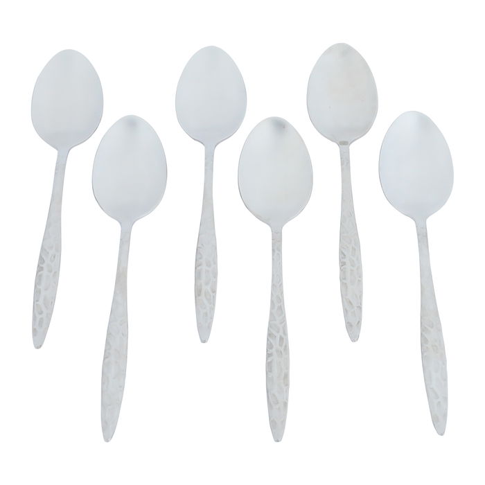 Embossed silver steel tea spoons 6 pieces image 1