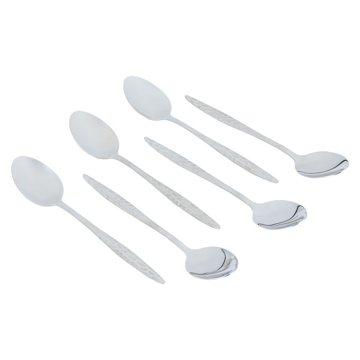 Embossed silver steel tea spoons 6 pieces image 4