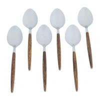 Tea spoons steel wooden hand 6 pieces product image