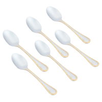 Silver Steel Tea Spoons Embossed With Golden Edge 6 Pieces product image