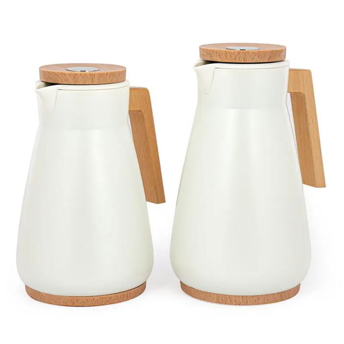 thermos Beige Oak Set with Wooden Hand Pressed2 pcs image 1