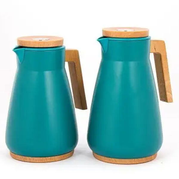 Sindyan thermos set, blue, with a pressurized wooden handle, 2-pieces image 1