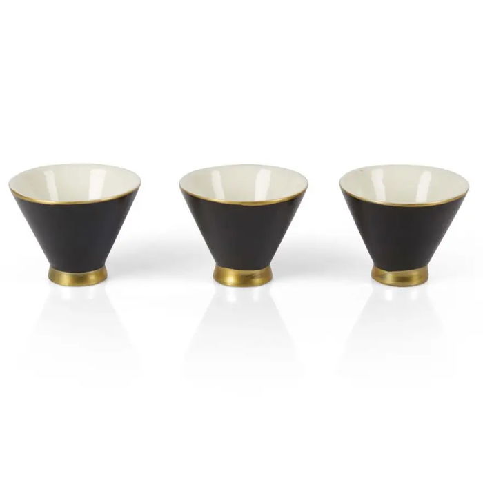 Black porcelain cups set in gold 6 piece image 1