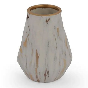 Small Circular White Marble Porcelain Vase image 1
