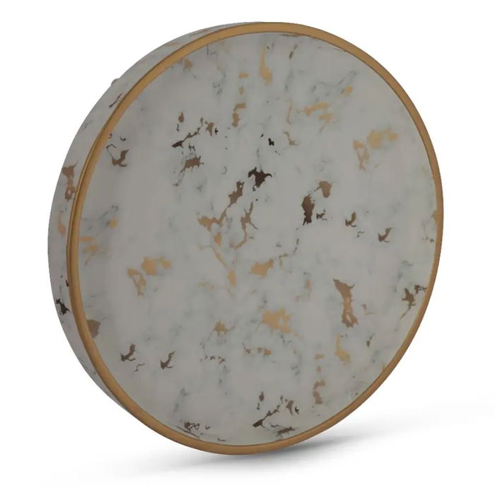 Serving plate of white porcelain marble deep circular dessert image 1