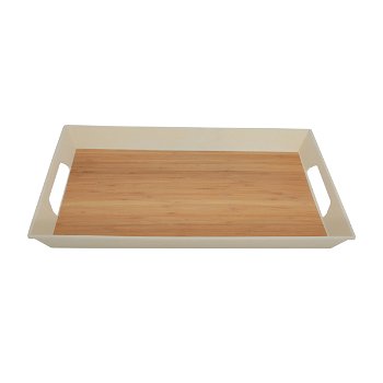 Serving tray, rectangular with two wooden edges, 16 inches image 2
