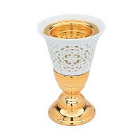 White porcelain incense burner with golden base product image
