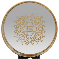 Serving tray, circular, mirrored, engraved with aluminum edges, golden squares product image