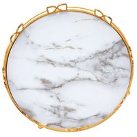 Serving tray, circular white marble with aluminum edges product image