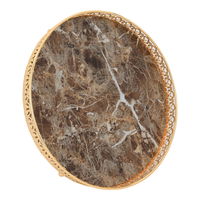 Serving tray, circular brown marble with aluminum edges golden hearts product image