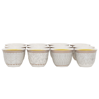 Arabic coffee cups set of porcelain , 3 patterns, white wooded, 12 pieces product image