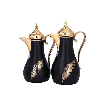 black thermos set, a2 pcs gilded branch. image 1
