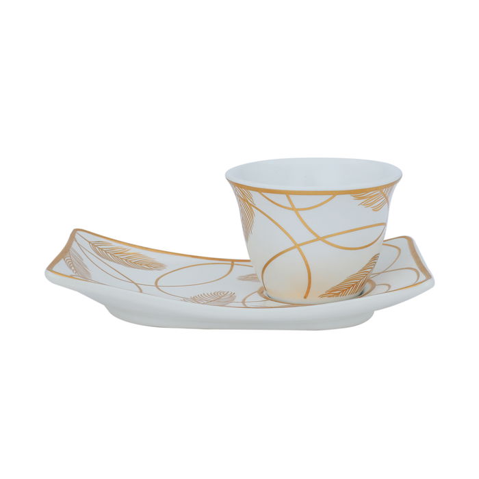 Set of coffee cups and saucers, white, 12 pieces image 2